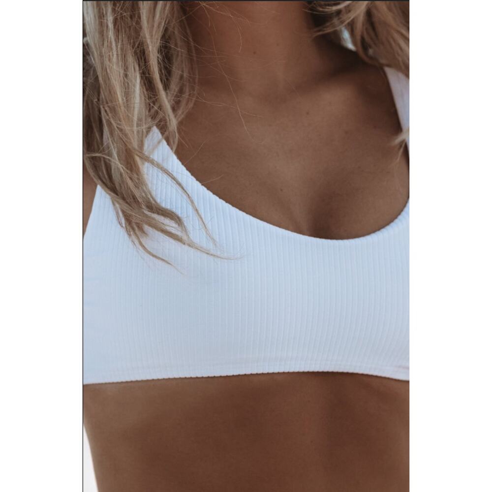 Gooseberry Intimates Ribbed whipped cream crop bikini top